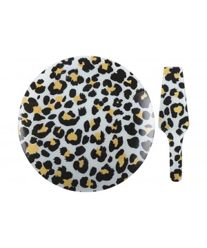 ROUND PLATE LEOPARD AND PIE SERVER 