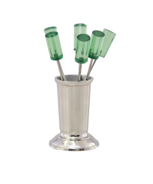 GREEN COCKTAIL PICK WITH HOLDER