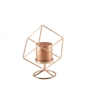 CUBIC CANDLE HOLDER ON GOLD FOOT