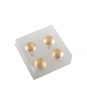 SET OF 4 NAPKING RINGS MAT GOLD ASSORTED