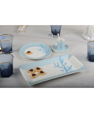 SET OF 6 COFFEE CUPS BLUE CORAL
