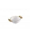 CANDY BOWL WHITE PORCELAIN GOLDHANDLES