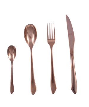 24 PIECES CUTLERY SET SHINY COPPER COLOR, SERVICE FOR 6