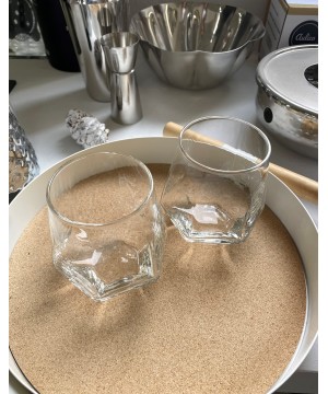 SET OF 2 FACETED WHISKEY GLASSES