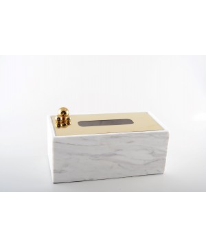 MARBLE TISSUE BOX WITH GOLD...