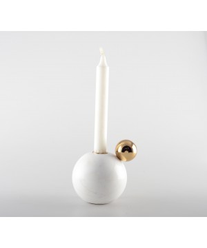 ROUND GOLDEN CANDLESTICK WITH MARBLE BASE 11X8.5X7.5CM