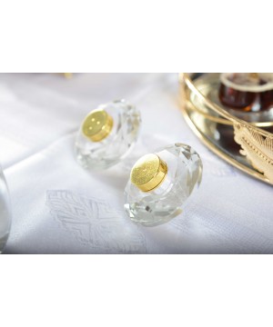 7 CM GOLD-PLATED CRYSTAL SALT AND PEPPER SHAKERS