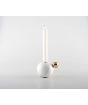 ROUND GOLDEN CANDLESTICK WITH MARBLE BASE 11.5X10X9CM