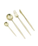 24 PIECES CUTLERY SET MAT LIGHT GOLD COLOR, SERVICE FOR 6