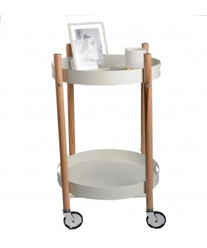 WHITE AND WOOD SERVICE TROLLEY