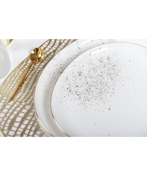ASSIETTE PLATE OVALE BLANCHE FLASH OR