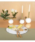 ROUND GOLDEN CANDLESTICK WITH MARBLE BASE 11X8.5X7.5CM