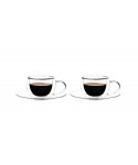 DOUBLE WALL COFFEE CUPS WITH UNDER CUPS 80ML - SET OF 2