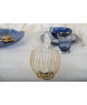 GOLD CANDLE HOLDER 14.5x14.5x13.5CM