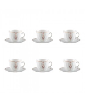 WHITE COFFEE CUPS AND SAUCERS VINTAGE set of 6