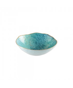 TURQUOISE BOWL WITH GOLDEN RIM 20CM