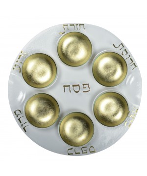 SEDER DISH WITH GOLD CUPS