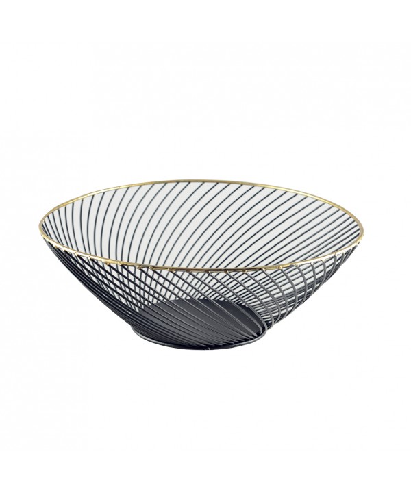 Black bread basket with golden edge