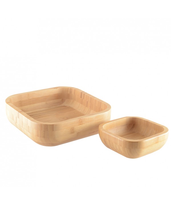 Salad bowl with wooden base