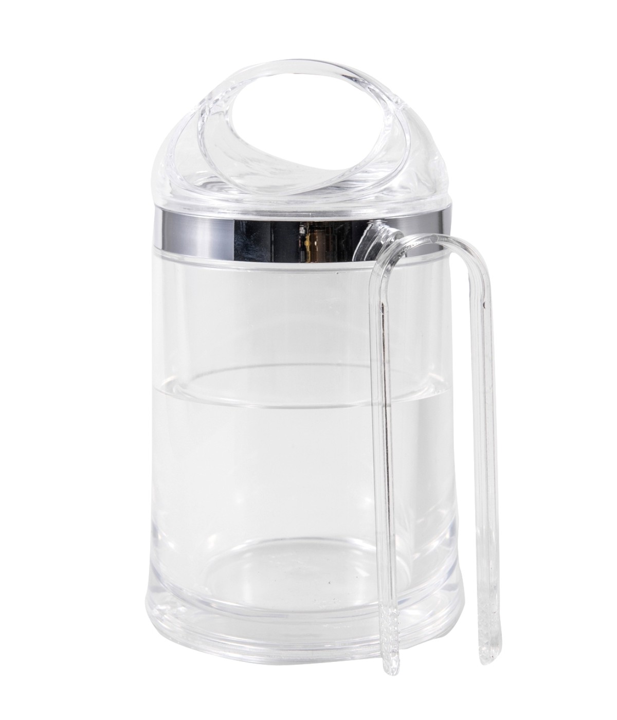 Acrylic ice bucket with tongs and lid