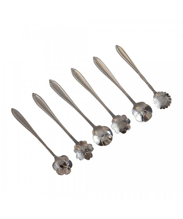 Silver flower dessert spoons - set of 6