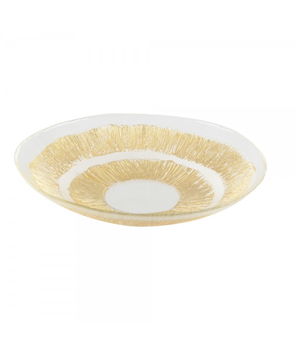 Golden glass salad bowl 30x30x5cm - sun