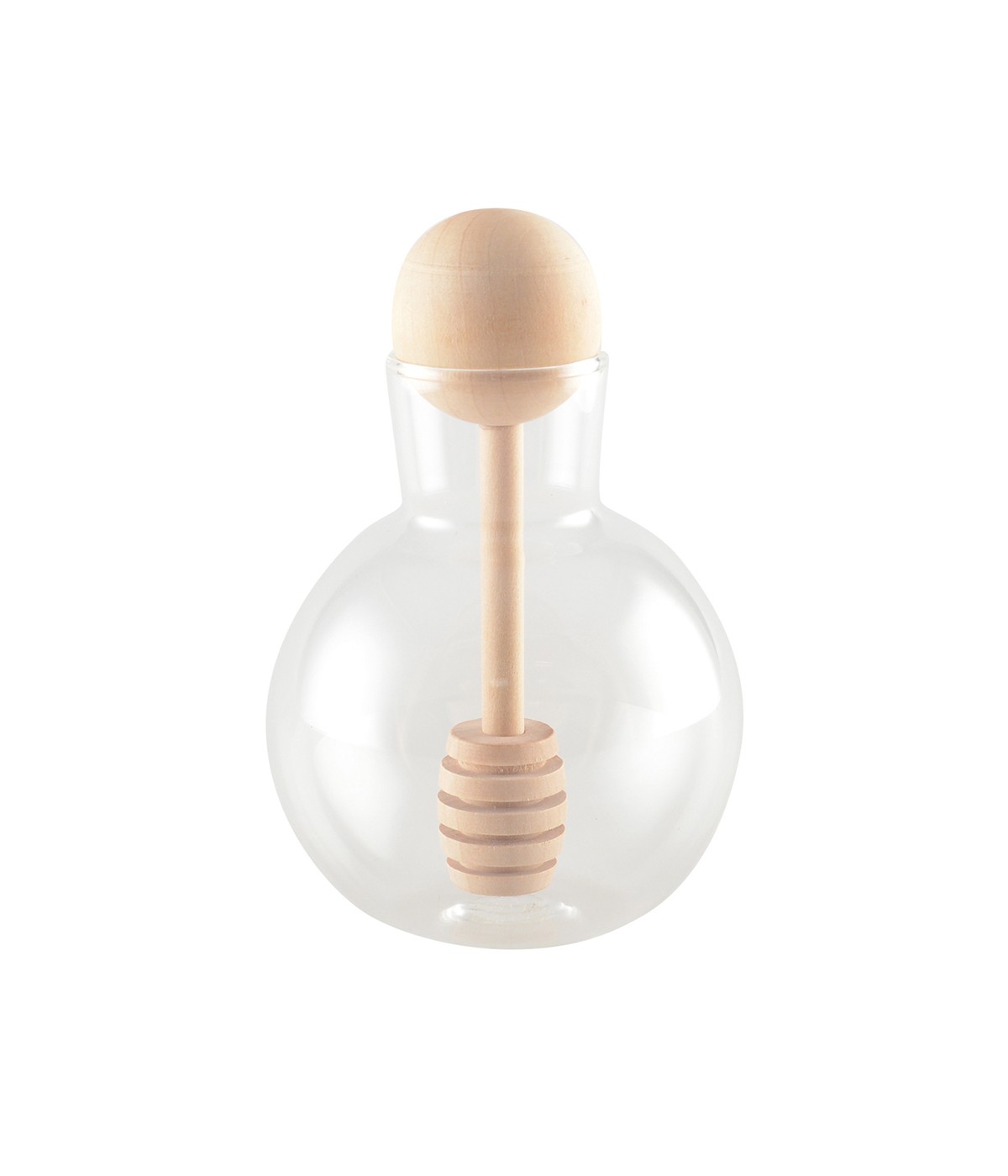 Pot à miel rond couvercle en bois 8x8x13cm