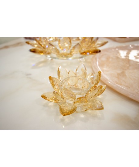 Bougeoir lotus ambre 11x11x5cm