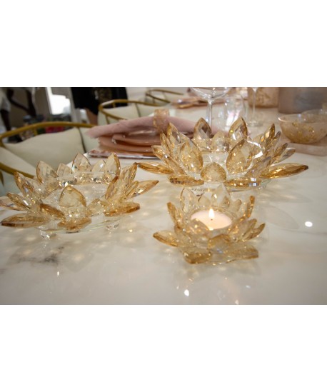 Bougeoir lotus ambre 11x11x5cm