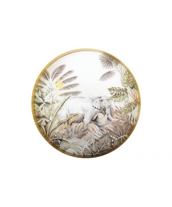 Golden elephant Kenya round tray