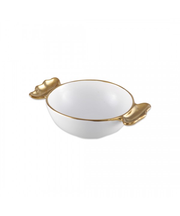 Candy bowl with golden handles 14x14x6cm