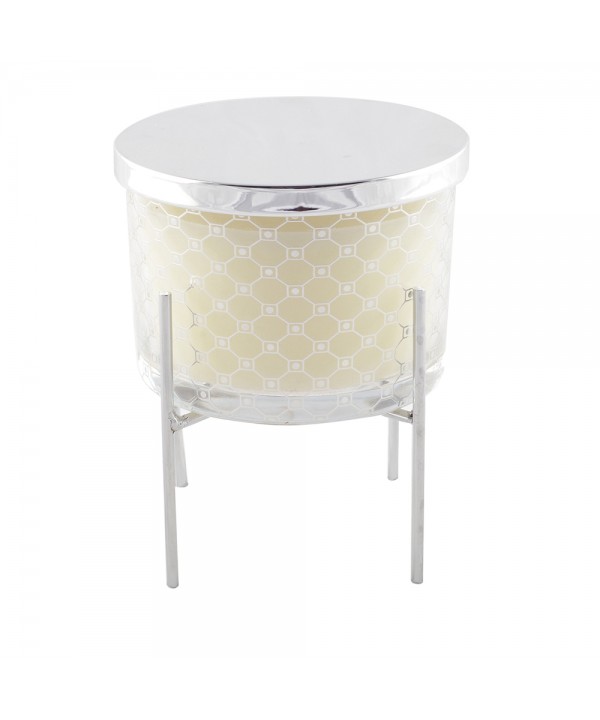 Bougie parfum patchouli avec bougeoir argent