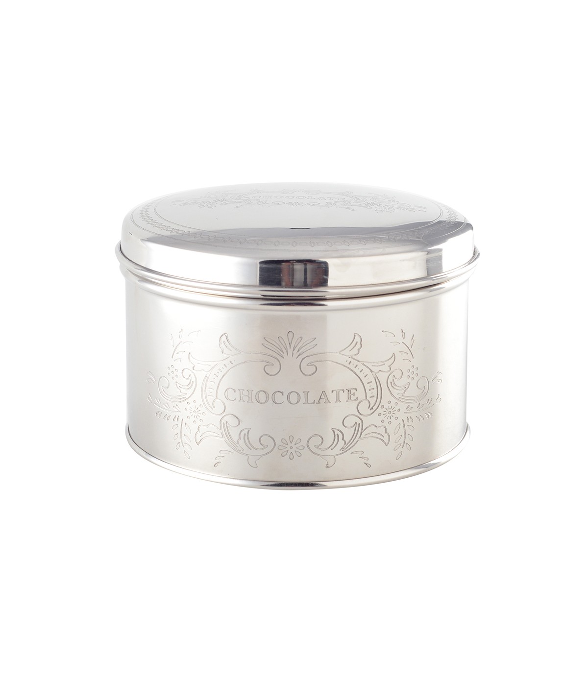 Boîte à chocolat ronde argentée 15x15x9cm