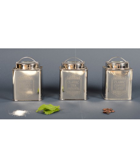 Boîte à café argentée 10x10x10cm