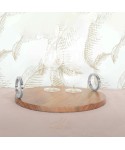 Plateau rond en bois avec anse argent 38x38x11cm