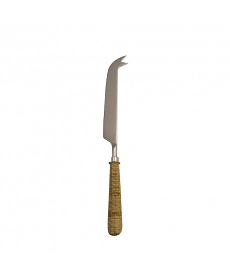 Beige cheese knife with wicker handle