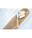Beige cheese knife with wicker handle