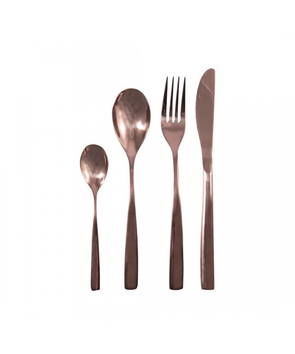 Shiny copper cutlery set - 24 pieces