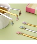 Cuillères dorées bout coquillages multi couleurs - lot de 6