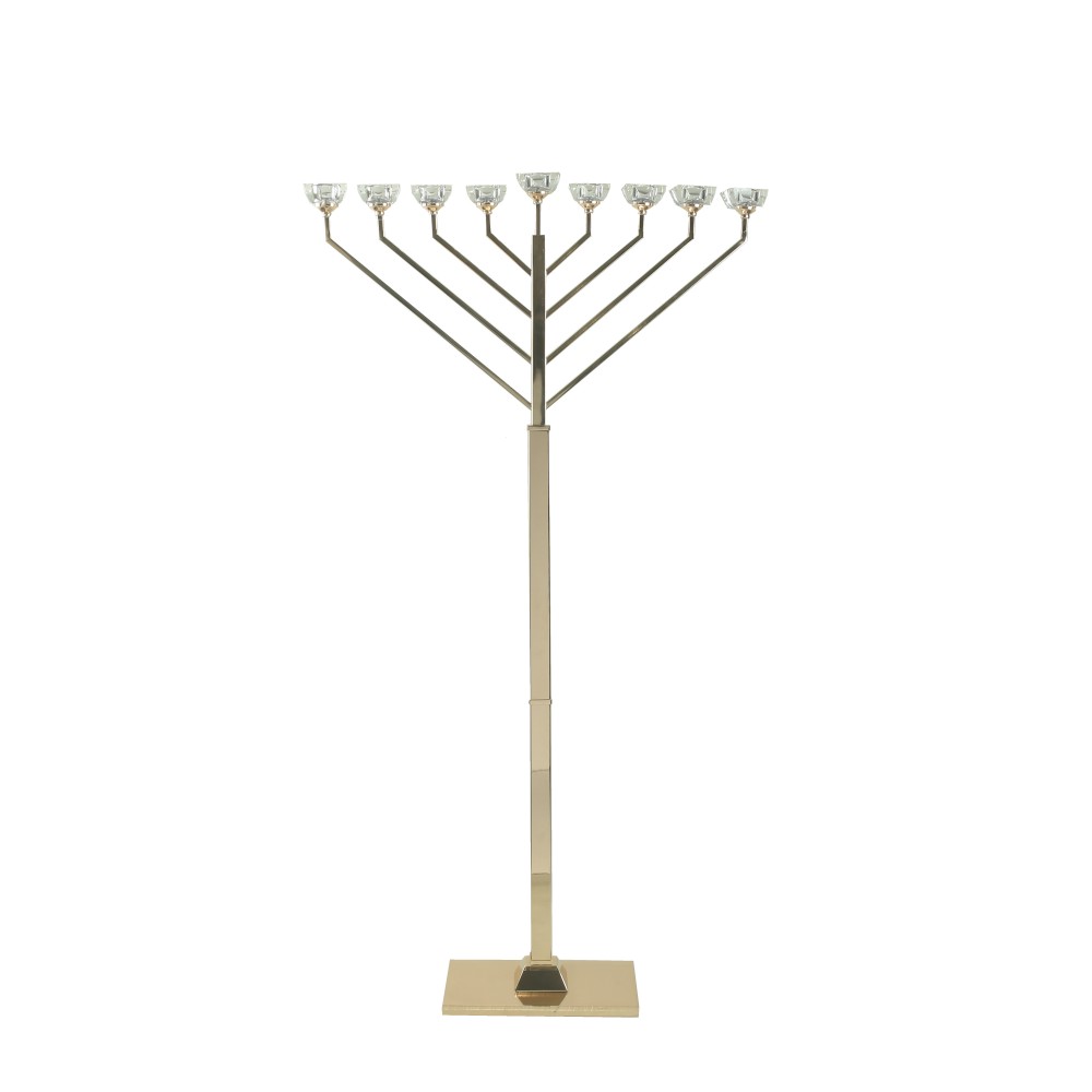 Golden menorah on stand 78x21x149cm
