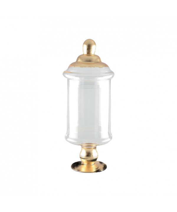 Bonbonnière transparente avec couvercle doré