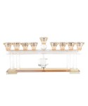 Transparent and golden 9-light menorah 35x5x17.5cm