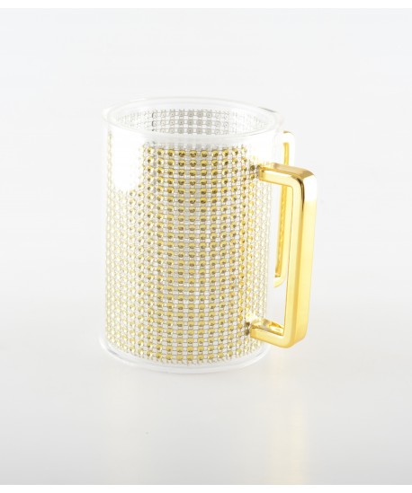 Acrylic keli with golden rhinestones