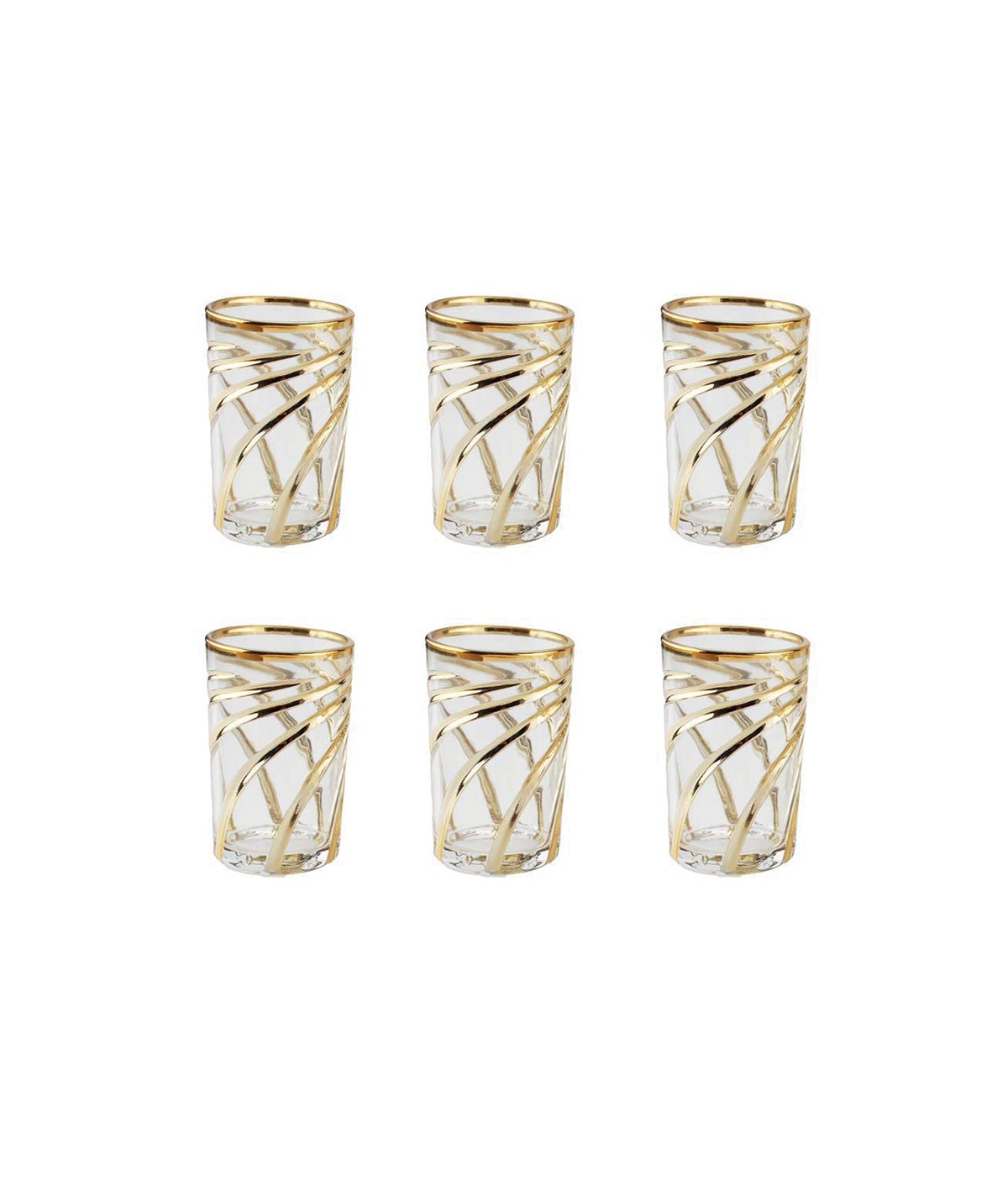 Tasses à thé spirale dorée - lot de 6