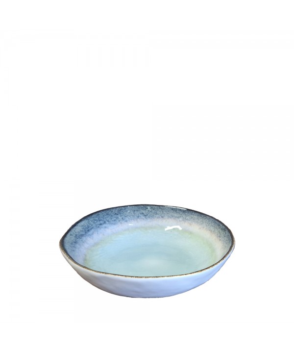 Assiette creuse turquoise en porcelaine 20x20x5cm