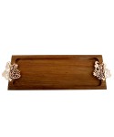 Wooden tray with coral rose gold decoration 42x13x3cm