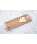 Wooden tray with coral rose gold decoration 42x13x3cm