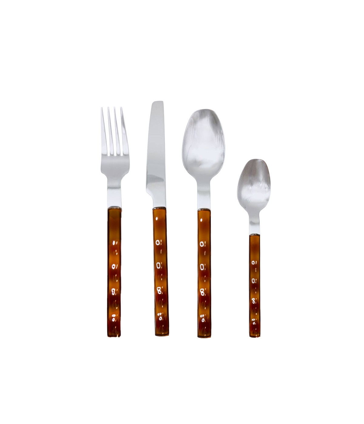 24-piece silver-plated household set with brown handle