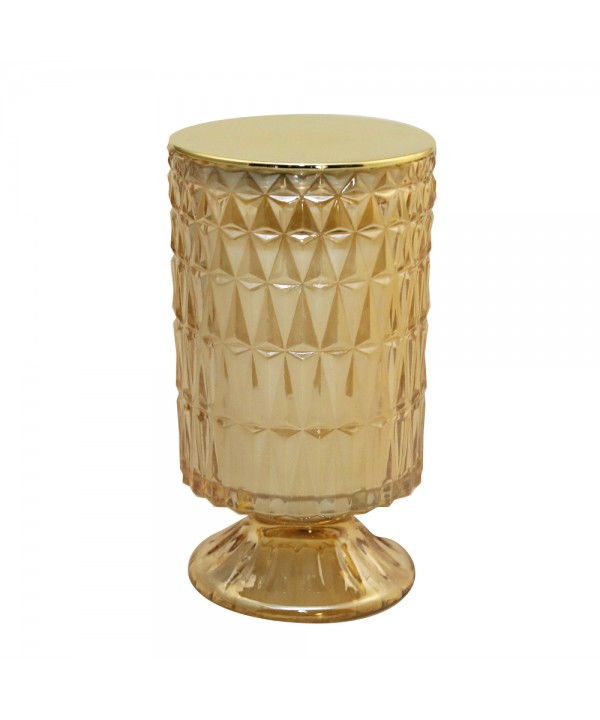 Bougie dorée sur pied parfum fleur de coton h18cm