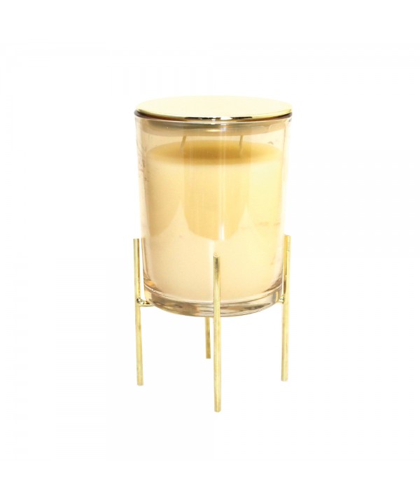 Gold candle vanilla scent with gold metal holder
